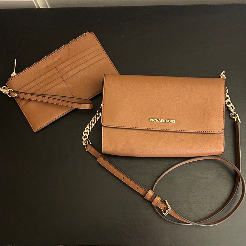 Michael Kors Brown Crossbody Bag and Wallet Set